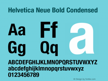 HelveticaNeue-BoldCond 001.000 Font Sample