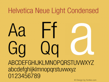 HelveticaNeue-LightCond 001.000 Font Sample