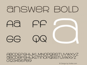 answer Bold Version 1.00 2017 Font Sample