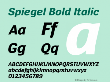 Spiegel Bold Italic Version 3.002 Font Sample