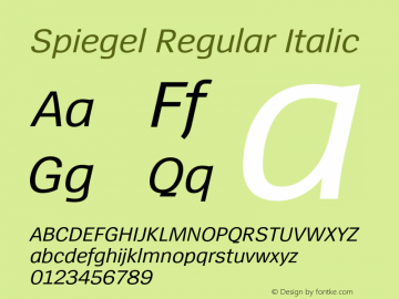 Spiegel Regular Italic Version 3.002 Font Sample