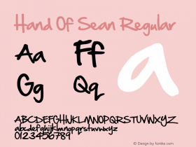 Hand Of Sean Version 1.41 June 19, 2015 Font Sample