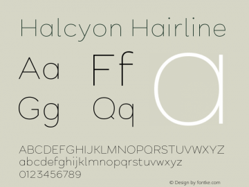 Halcyon Hairline Version 2.001;PS 002.001;hotconv 1.0.88;makeotf.lib2.5.64775图片样张