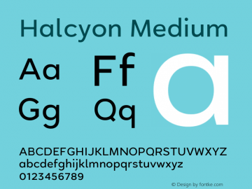 Halcyon Medium Version 2.001 Font Sample