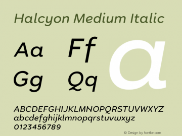 Halcyon Medium Italic Version 2.001图片样张