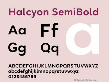 Halcyon SemiBold Version 2.001 Font Sample