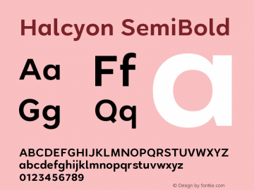 Halcyon SemiBold Version 2.001;PS 002.001;hotconv 1.0.88;makeotf.lib2.5.64775图片样张