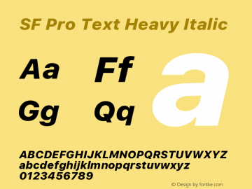 SF Pro Text Heavy Italic Version 01.0d1e2 Font Sample