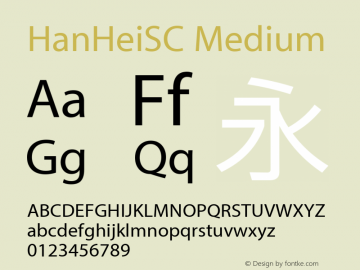 HanHeiSC Medium Version 10.11d16e14 Font Sample