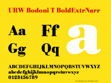 URW Bodoni T BoldExtrNarr Version 001.005 Font Sample