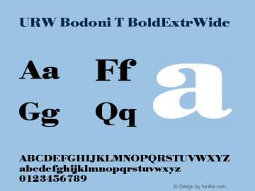 URW Bodoni T BoldExtrWide Version 001.005图片样张