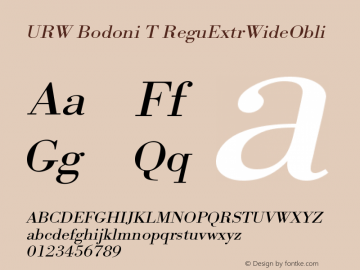 URW Bodoni T ReguExtrWideObli Version 001.005 Font Sample