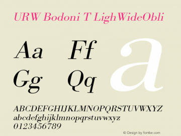 URW Bodoni T LighWideObli Version 001.005 Font Sample