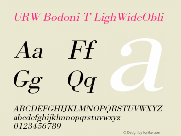 URW Bodoni T LighWideObli Version 001.005图片样张