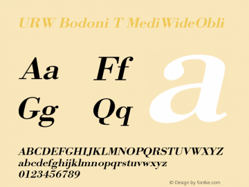 URW Bodoni T MediWideObli Version 001.005图片样张