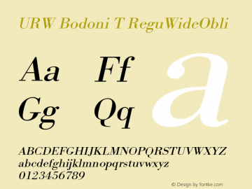 URW Bodoni T ReguWideObli Version 001.005 Font Sample