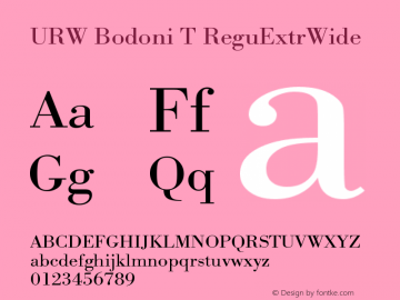 URW Bodoni T ReguExtrWide Version 001.005 Font Sample