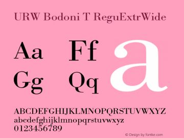 URW Bodoni T ReguExtrWide Version 001.005图片样张