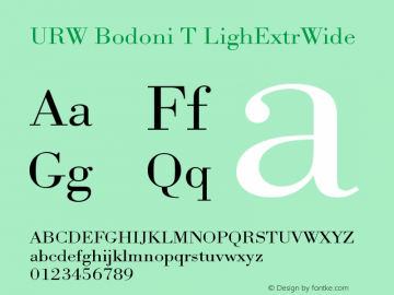 URW Bodoni T LighExtrWide Version 001.005 Font Sample