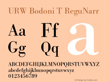 URW Bodoni T ReguNarr Version 001.005 Font Sample