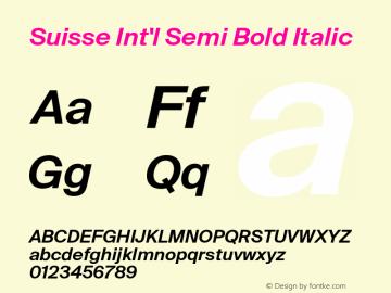 Suisse Int'l Semi Bold Italic Version 2.100 Font Sample