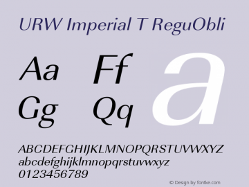 URW Imperial T ReguObli Version 001.005 Font Sample