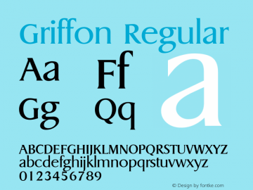 Griffon Regular Altsys Fontographer 3.5  8/18/95图片样张