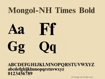 Mongol NH Times Bold  Font Sample