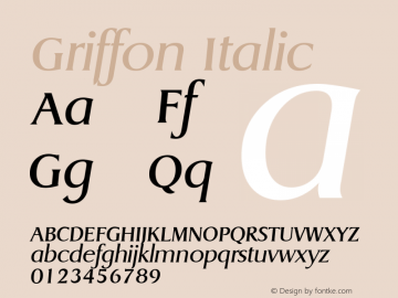 Griffon Italic Altsys Fontographer 3.5  8/18/95图片样张