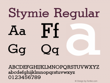 Stymie Regular 1.0 Sat Nov 04 10:08:24 1995 Font Sample