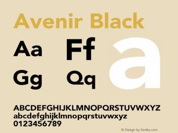 Avenir Black 8.0d3e1 Font Sample