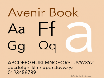 Avenir Book 8.0d3e1 Font Sample