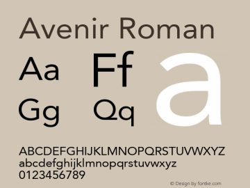 Avenir Roman 8.0d3e1 Font Sample