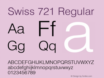 Swiss 721 Light Version 2.0-1.0 Font Sample