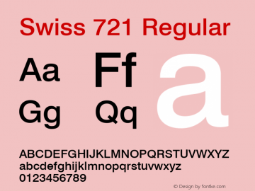 Swiss 721 Medium Version 2.0-1.0 Font Sample