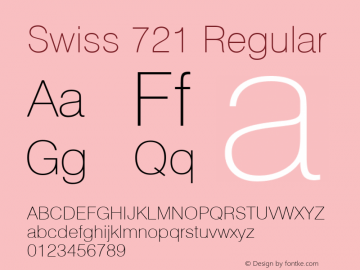 Swiss 721 Thin Version 2.0-1.0 Font Sample