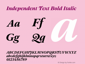 Independent Text Bold Italic Version 7.007;PS 7.7;hotconv 1.0.88;makeotf.lib2.5.647800; ttfautohint (v1.4)图片样张