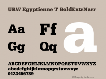 URW Egyptienne T BoldExtrNarr Version 001.005 Font Sample