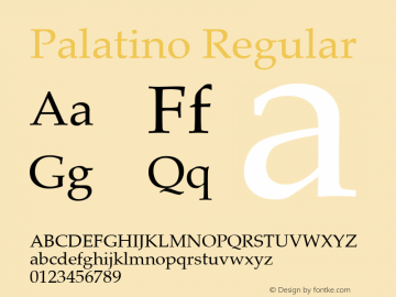 Palatino Regular 7.0d4e6 Font Sample