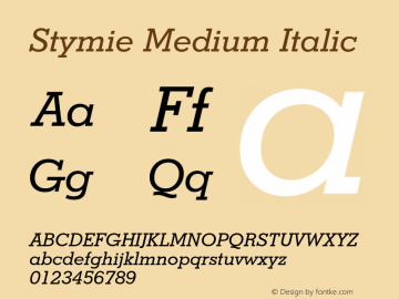 Stymie Medium Italic 2.0-1.0 Font Sample