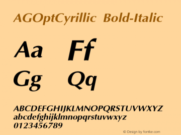 AGOptCyrillic Bold-Italic 1.000 Font Sample