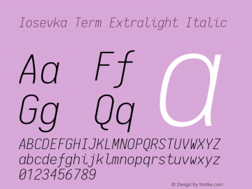 Iosevka Term Extralight Italic 1.13.1; ttfautohint (v1.6)图片样张