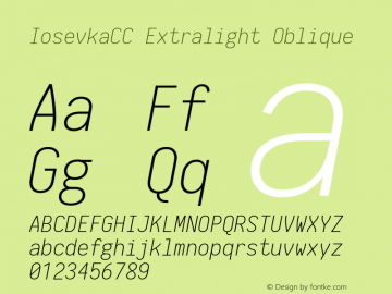 IosevkaCC Extralight Oblique 1.13.1; ttfautohint (v1.6) Font Sample
