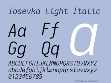 Iosevka Light Italic 1.13.1; ttfautohint (v1.6)图片样张