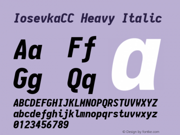 IosevkaCC Heavy Italic 1.13.1; ttfautohint (v1.6) Font Sample