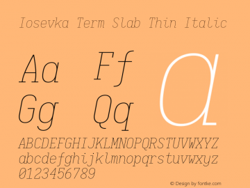 Iosevka Term Slab Thin Italic 1.13.1; ttfautohint (v1.6)图片样张