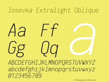 Iosevka Extralight Oblique 1.13.1; ttfautohint (v1.6)图片样张