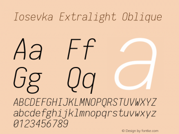 Iosevka Extralight Oblique 1.13.1; ttfautohint (v1.6)图片样张
