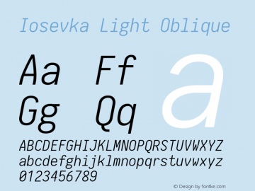 Iosevka Light Oblique 1.13.1; ttfautohint (v1.6)图片样张