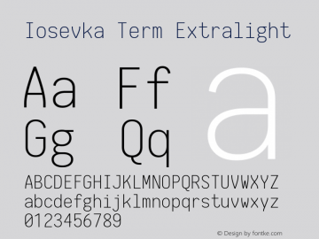 Iosevka Term Extralight 1.13.1; ttfautohint (v1.6)图片样张